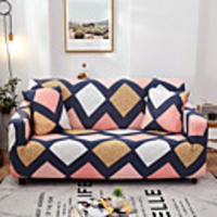 Diamond Check 1-Piece Sofa Cover Couch Cover Furniture Protector Soft Stretch Slipcover Spandex Jacquard Fabric Super Fit for 1~4 Cushion Couch and L Shape Sofa, Easy to Install(1 Free Cushion Cover)
