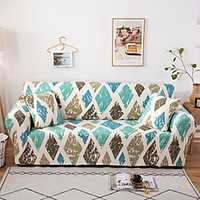 Diamond Check 1-Piece Sofa Cover Couch Cover Furniture Protector Soft Stretch Slipcover Spandex Jacquard Fabric Super Fit for 1~4 Cushion Couch and L Shape Sofa, Easy to Install(1 Free Cushion Cover