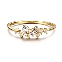 diamond cluster ring for women in sterling silver dainty stackable ring 14k gold vermeil (gold,  10)