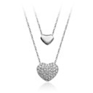 Diamond Inlaid Double Heart Pendant Necklace
