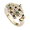 Diamond Inlaid Leopard Ring