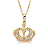 Diamond Inlaid Crown Pendant Necklace