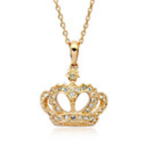 Diamond Inlaid Crown Pendant Necklace