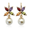 Diamond Peach Flower Pearl Earrings