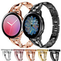Diamond Stainless Steel Watch Band for Samsung Galaxy Watch 3 41mm 45mm / Active 2 / Galaxy Watch 42mm 46mm / Gear S3 Classic Frontier / Gear Sport / Gear S2 Classic Replaceable Bracelet Wrist Strap