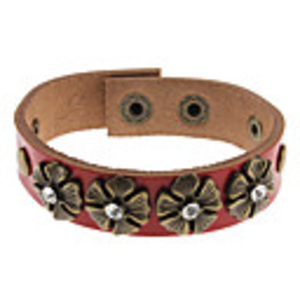 Diamond-studded Flower Leather Bracelet