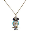 Diamond-studded Owl Antique Coppery Necklace