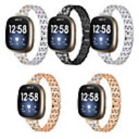 Diamond Wrist Strap for Fitbit Versa 3 / Fitbit Sense Smart Watch Strap Metal Five Beads Sport Band Stainless Steel Watchband