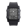 Digital Analog Dual-Time Mens Wrist Watch with Weekday Display - Black (2 CR1120)