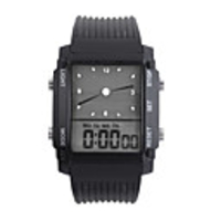 Digital Analog Dual-Time Mens Wrist Watch with Weekday Display - Black (2 CR1120)