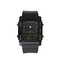 Digital Analog Dual-Time Mens Wrist Watch with Weekday Display - Black (2 CR1120)