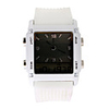 Digital Analog Dual-Time Mens Wrist Watch with Weekday Display - White (2 CR1120)