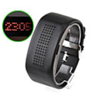 Digital 60 Red Led Women Men Unisex Black Band LED Watch