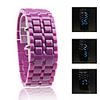 Digital Lava Style Iron Sport Unisex Blue LED Faceless Wrist Watch - Purple