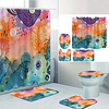 Digital Printing Four-piece Set Shower Curtains and Hooks Modern Polyester Machine Made Waterproof Bathroom