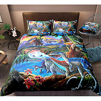 Dinosaur Print 3-Piece Duvet Cover Set Hotel Bedding Sets Comforter Cover with Soft Lightweight Microfiber For Holiday Decoration(Include 1 Duvet Cover and 1or 2 Pillowcases)