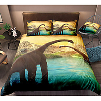 Dinosaur Print 3-Piece Duvet Cover Set Hotel Bedding Sets Comforter Cover with Soft Lightweight Microfiber For Holiday Decoration(Include 1 Duvet Cover and 1or 2 Pillowcases)