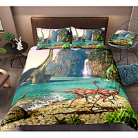 Dinosaur Print 3-Piece Duvet Cover Set Hotel Bedding Sets Comforter Cover with Soft Lightweight Microfiber For Holiday Decoration(Include 1 Duvet Cover and 1or 2 Pillowcases)