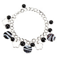 Disc-Shaped Coloured Glaze Bracelet with Glass Bead