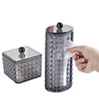 Discharge Makeup Cotton Receive A Case Drill Stone Black Acrylic Round Receive Cosmetic Pads Transparent Swab Dox Of Dust 2PCS