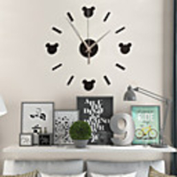 DIY 3D Wall Clock Acrylic Mirror Stickers Home Living Room Bedroom Cute Cartoon Quartz Needle Wall Watch Modern Design Decoration