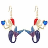 diy christmas mermaid stainless steel hoop drop dangle enameled earrings thanksgiving xmas holiday jewelry gifts for womens girls.