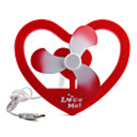 DL326 USB Fashionable Heart Shaped Mini Fan,  Red