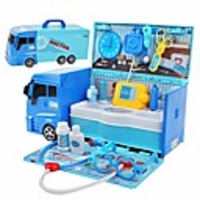 doctor kit for kids,  2 in 1 ambulance toy truck with stethoscope and 21 pcs pretend play medical equipment for 3 4 5 year old toddlers boys girls