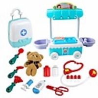 doctor kit surgical car with music, children play house educational role playing game preschool educational toys,  for kids 3 4 year olds (ship from us!!) (blue)