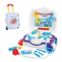 doctor medical kit for kids - kids play doctor kit - 19pcs pretend play medical toys set with trolley case - education role play toy for little girls boys (white,  usa)