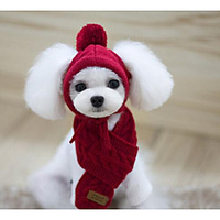 Dog Bandanas Hats Dog Scarf Puppy Clothes Solid Colored Keep Warm Winter Dog Clothes Puppy Clothes Dog Outfits Red Dark Blue Gray Costume for Girl and Boy Dog Cotton S M miniinthebox