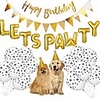 dog birthday party supplies,  lets pawty balloons banner, paw print balloons,  pet birthday hat happy birthday banner foil balloons