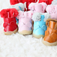 Dog Boots / Shoes Anti-Slip Keep Warm Solid Colored For Pets leatherette Red