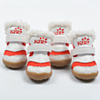 Dog Boots / Shoes Snow Boots Anti-Slip Keep Warm Color Block For Pets Faux Suede Rubber Purple