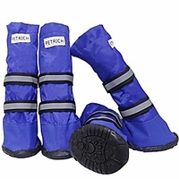 dog boots waterproof shoes for large dogs, dog boots warm lining nonslip rubber sole for snow winter, anti-slip sole pet paw protectors 4pcs (l,  blue) miniinthebox