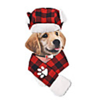 Dog Cat Bandanas Hats Christmas Costume Santa Claus Santa Claus Classic Cosplay Funny Christmas Party Winter Dog Clothes Puppy Clothes Dog Outfits Adjustable Red Costume for Girl and Boy Dog Fabric