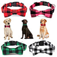 Dog Cat Bandanas Hats Christmas Costume Tie / Bow Tie Plaid / Check Santa Claus Santa Claus Classic Cosplay Funny Christmas Party Winter Dog Clothes Puppy Clothes Dog Outfits Adjustable White Red