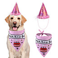 Dog Cat Bandanas Hats Dog Bandana Dog Bibs Scarf Cartoon Letter Number Casual / Sporty Cute Christmas Birthday Dog Clothes Adjustable Blue Pink Costume Cotton M