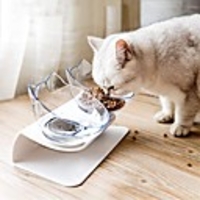 Dog Cat Bowls Water Bottles / Feeders Plastic Washable Easy to Install Casual / Daily Non Slip Health Care Double Solid Colored Transparent White Black Bowls Feeding