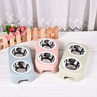 Dog Cat Bowls Water Bottles / Feeding Bowl / Dog Cat Bowls ABSPC Double-Sided Durable No-Spill Solid Colored Blue Pink Green Bowls Feeding miniinthebox