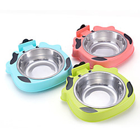 Dog Cat Bowls Water Bottles / Feeding Bowl / Dog Cat Bowls Stainless steel Durable No-Spill Solid Colored Blue Pink Green Bowls Feeding miniinthebox