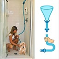 Dog Cat Cleaner Hose Attachment Rinser Sprinkler Shower Bath Accessories Silica Gel Baths Warm Double-Sided Washable Pet Grooming Supplies Blue One-piece Suit