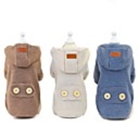 Dog Cat Coat Jacket Solid Colored Casual / Daily Winter Dog Clothes Blue Brown Beige Costume Cotton S M L XL XXL