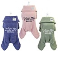 Dog Cat Coat Jumpsuit Solid Colored Casual / Daily Winter Dog Clothes Light Green Pink Dark Blue Costume Plush S M L XL XXL