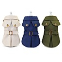 Dog Cat Coat Solid Colored Casual / Daily Winter Dog Clothes Dark Green Khaki Dark Blue Costume Polyester S M L XL XXL