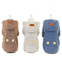 Dog Cat Coat Solid Colored Patterned Leisure British Dailywear Casual / Daily Winter Dog Clothes Puppy Clothes Dog Outfits Warm Blue Brown Beige Costume for Girl and Boy Dog Padded Fabric S M L XL XXL miniinthebox