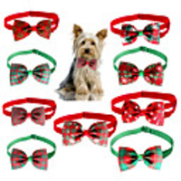Dog Cat Collar Christmas Dog Collar Tie / Bow Tie Adjustable Flexible Outdoor Santa Claus Snowman Christmas Tree Polyester Golden Retriever Corgi Bulldog Bichon Frise Schnauzer Poodle Red 9pcs