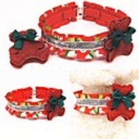Dog Cat Collar Christmas Dog Collar Tie / Bow Tie Adjustable Flexible Outdoor Walking Santa Claus Snowman Christmas Tree Cotton Golden Retriever Corgi Bulldog Bichon Frise Schnauzer Poodle Red 1pc