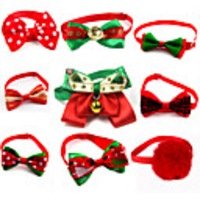 Dog Cat Collar Christmas Dog Collar Tie / Bow Tie Adjustable Flexible Outdoor Walking Santa Claus Snowman Christmas Tree Polyester Golden Retriever Corgi Bulldog Bichon Frise Schnauzer Poodle Green