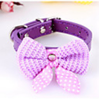 Dog Cat Collar Ornaments Tie / Bow Tie Bow Tie With Bell For Dog / Cat Bowknot Cartoon Decoration Cute Polka Dot Flower / Floral Bowknot PU Leather Husky Dalmatian Corgi Beagle Bulldog Shiba Inu